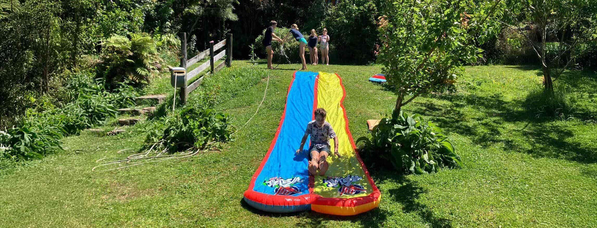 Kids playing outside in the sun