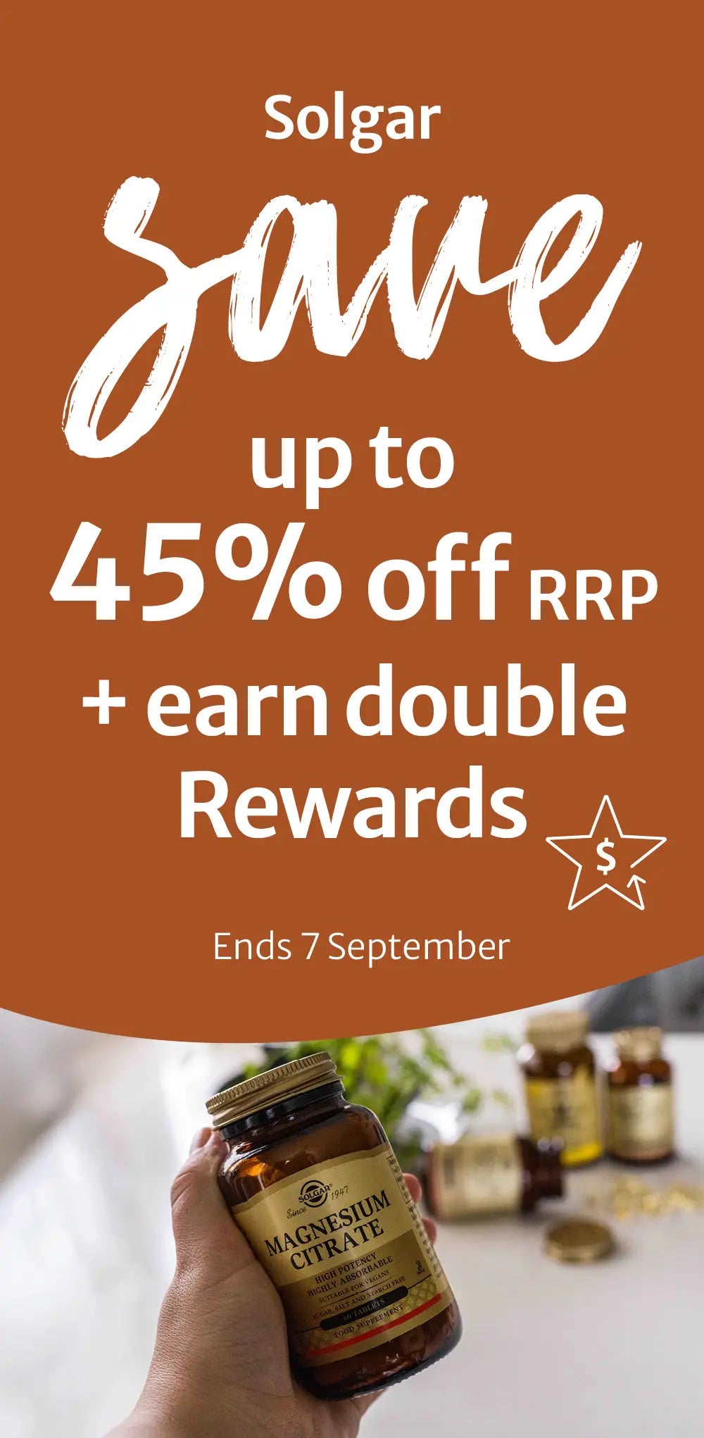 260831 Solgar Save up to 45% off RRP + earn double rewards