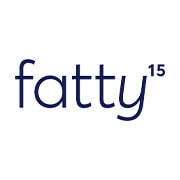 Dark blue 'fatty15' text on a white background.