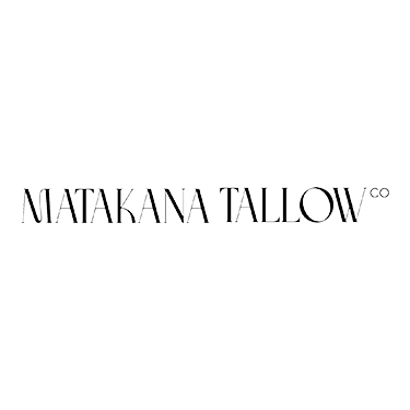 Matakana Tallow Co in black lettering on a white background.