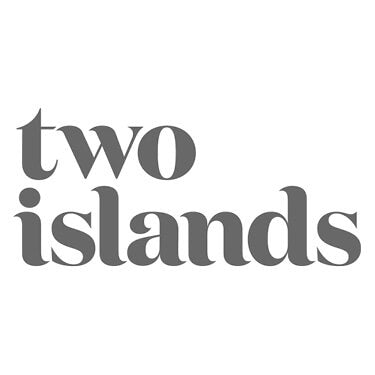 Text 'two islands' in a simple, sans-serif font on a white background.