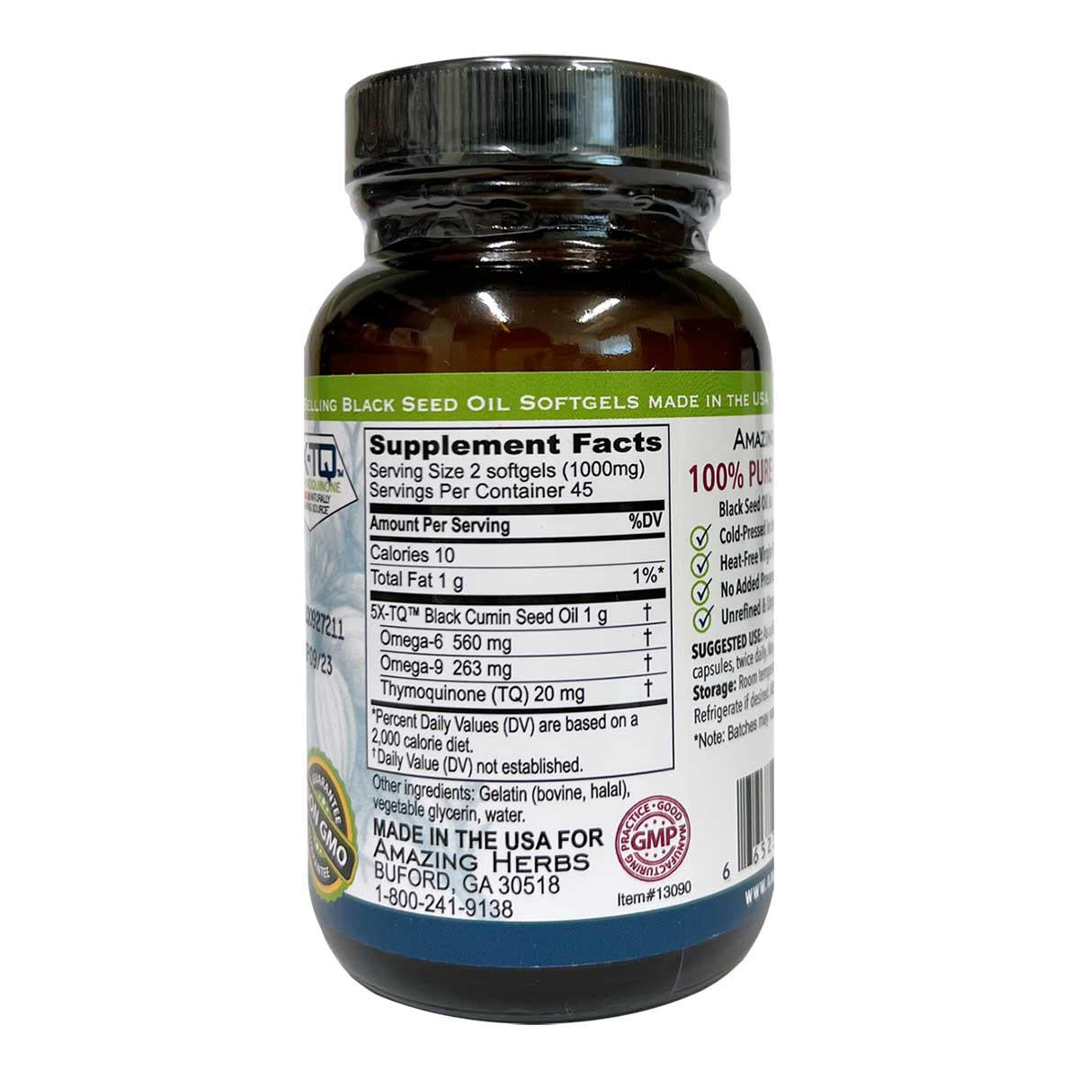 Amazing Herbs Black Seed 100percent Pure Cold-Pressed Black Cumin Seed Oil_2