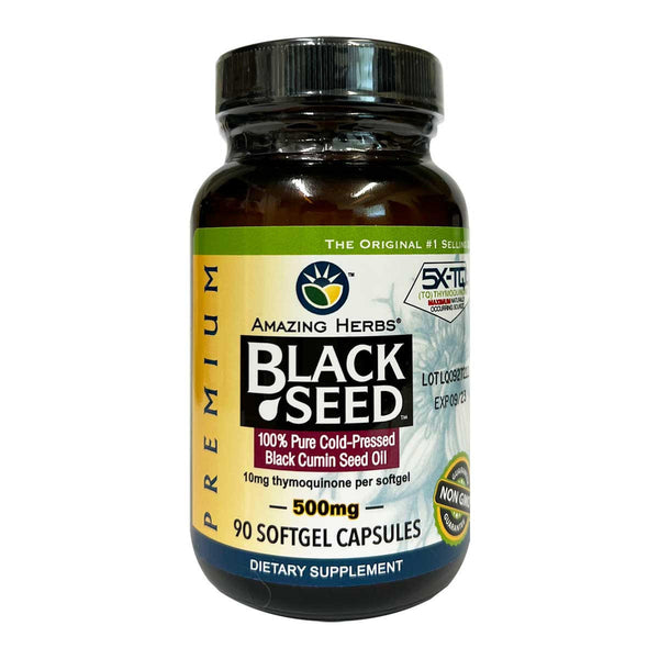 Black Seed 100% Pure Cold-Pressed Black Cumin Seed Oil 500mg