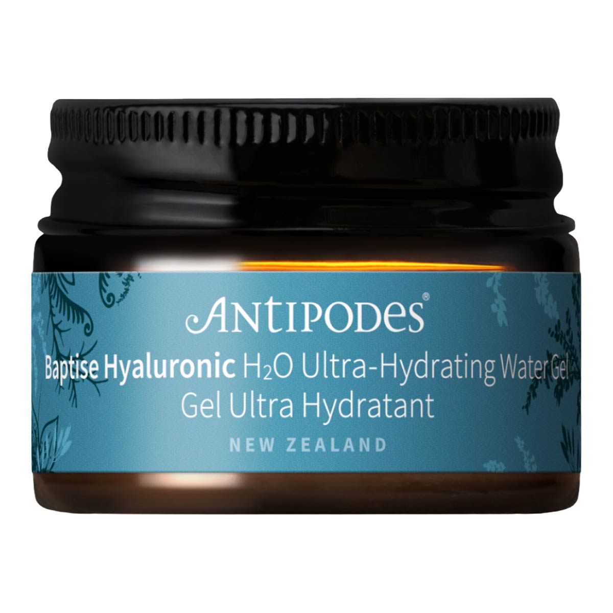 15ml jar of Antipodes Baptise Hyaluronic H2O Ultra Hydrating Water Gel on a white background.