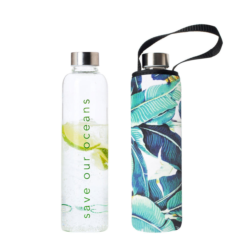 BBBYO Glass Is Greener Bottle Carry Cover - Banana Leaf Print_1
