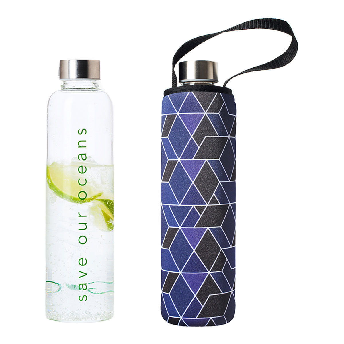 BBBYO Glass Is Greener Bottle + Carry Cover - Cubic Print _1