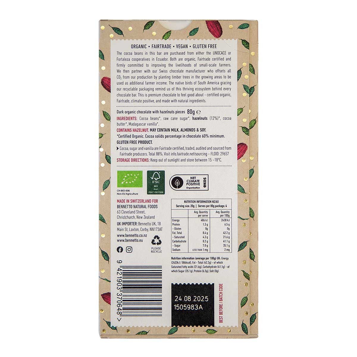 Bennetto Toasted Hazelnut Organic Dark Chocolate _2