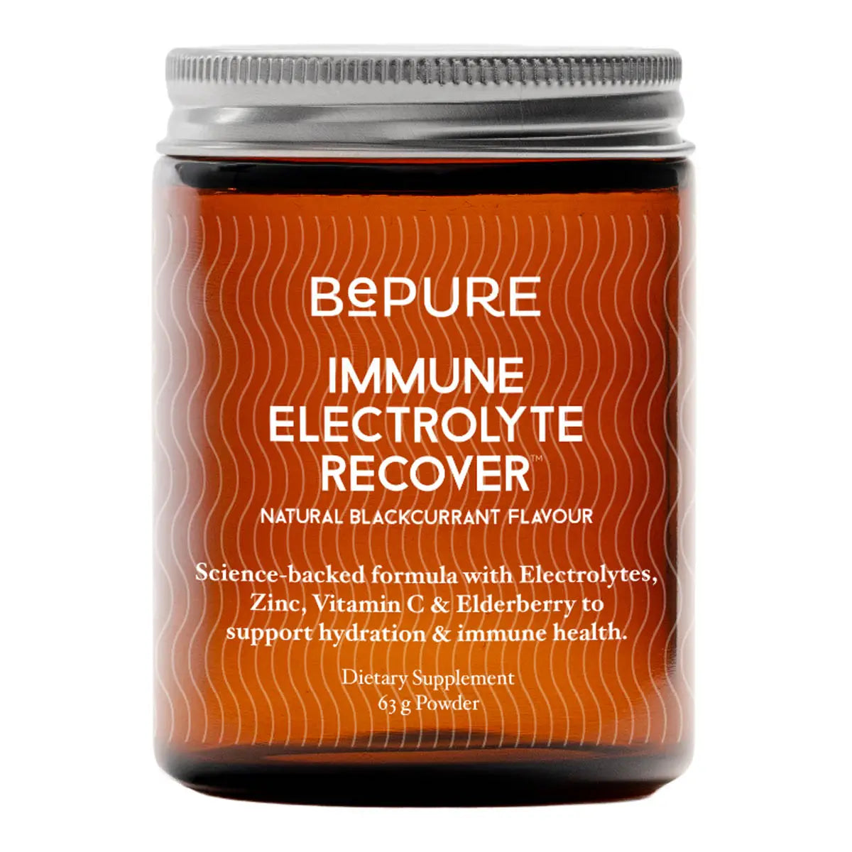 Jar of Bepure Immune Electrolyte Recover supplement with brown label on white background