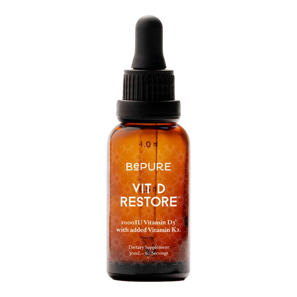 BePure Vitamin D Restore dropper bottle on a white background