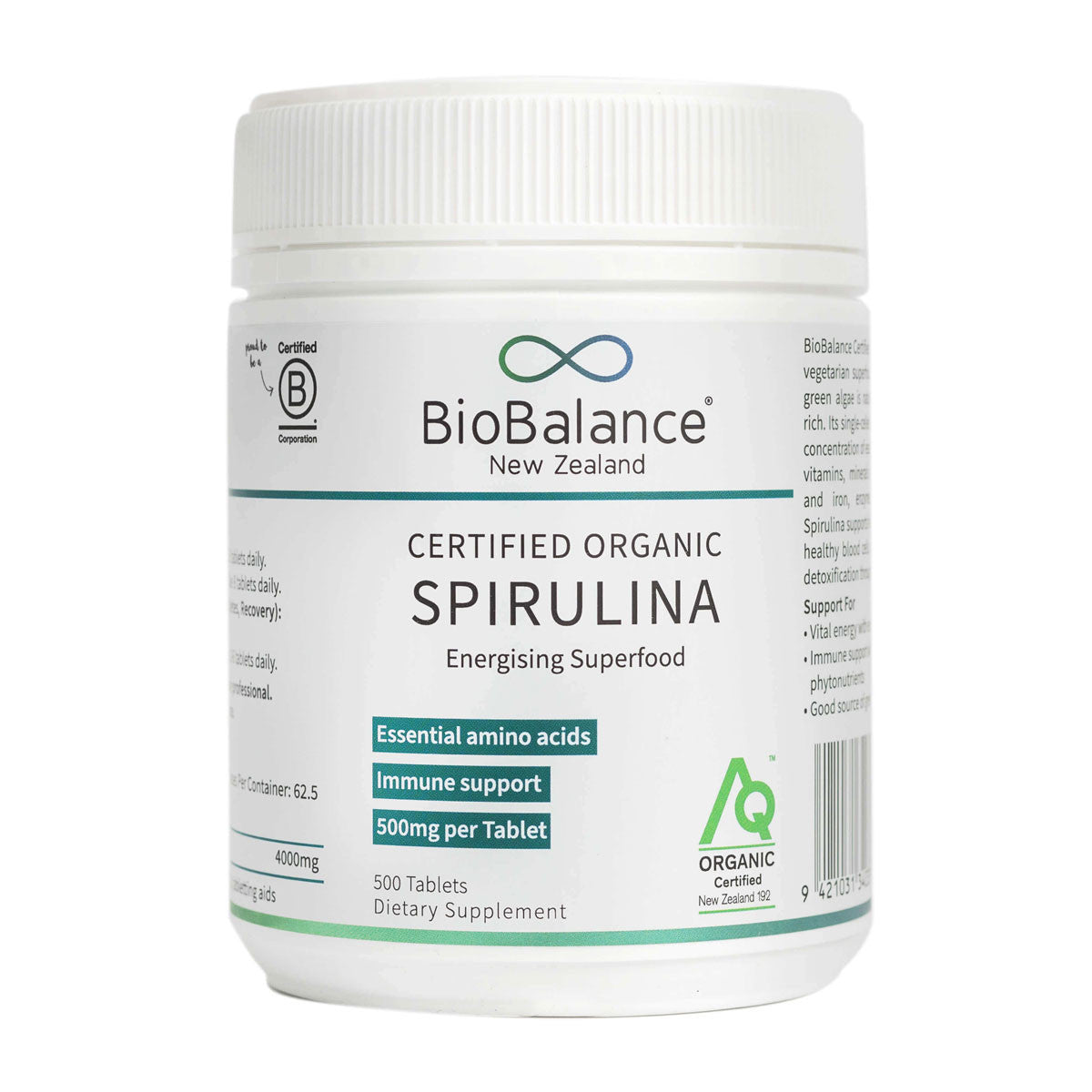 BioBalance Certified Organic Spirulina Tablets 500mg_1