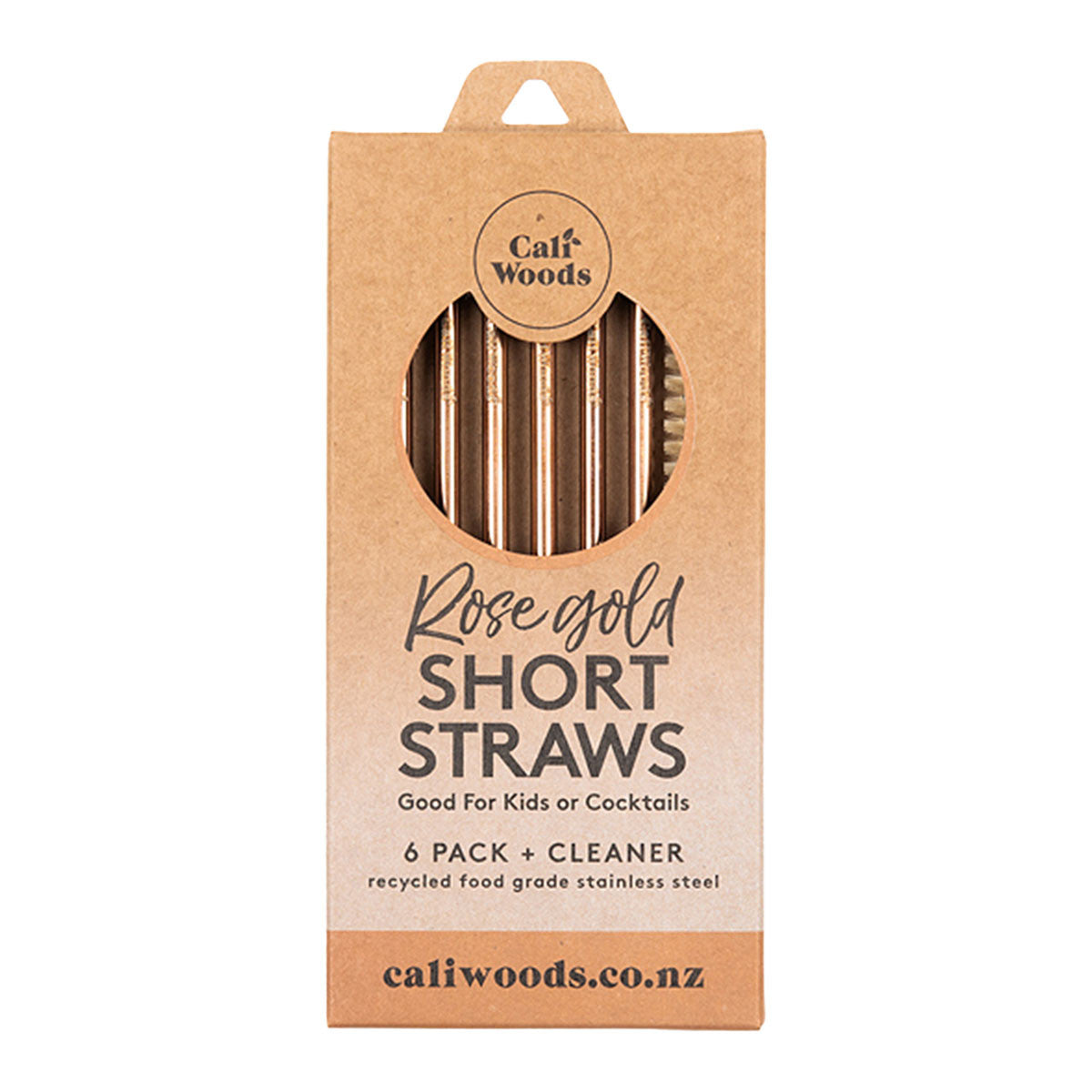 CaliWoods Reusable Short Straws 6 Pack + Cleaner _3