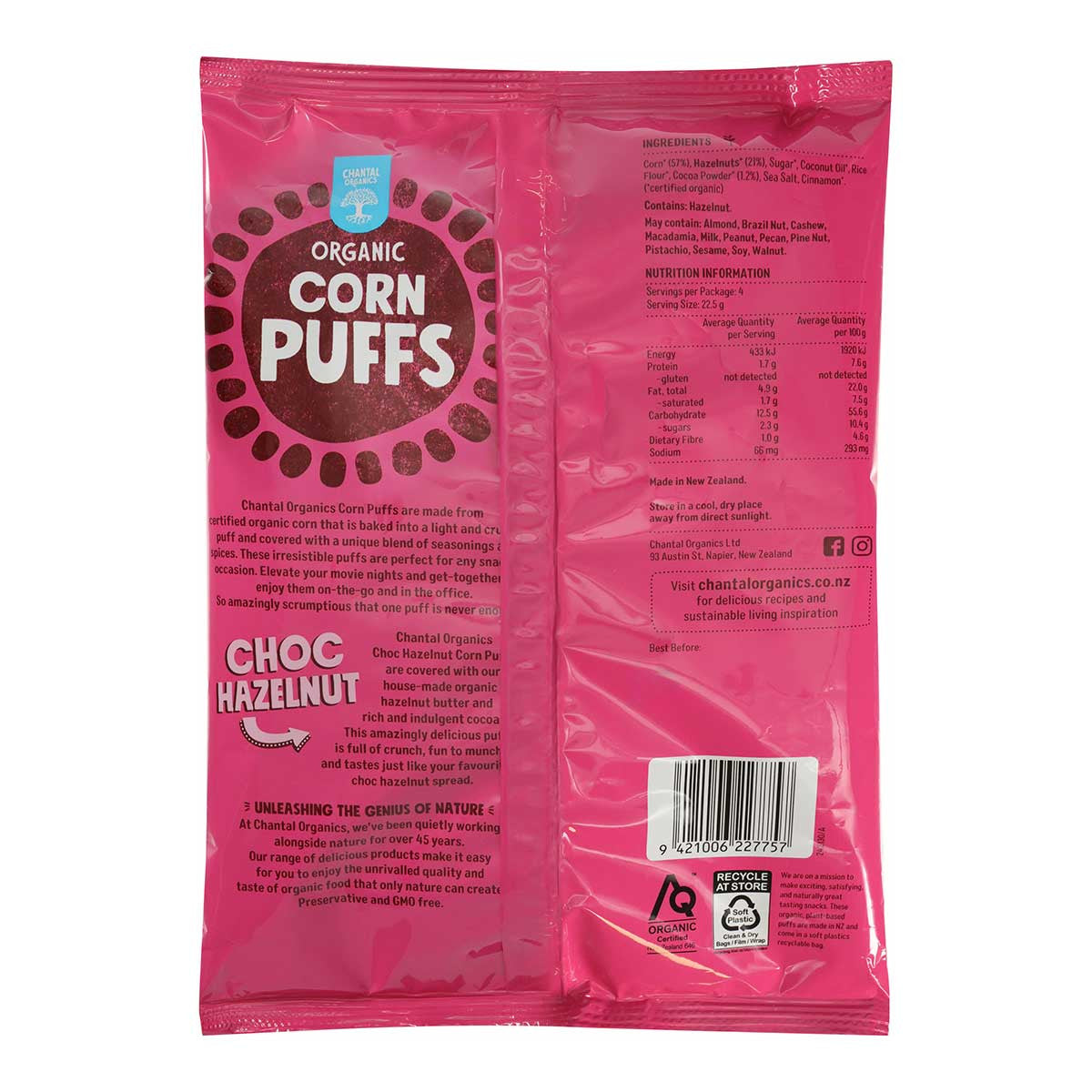 Chantal Organics Organic Corn Puffs Choc - Hazelnut _2