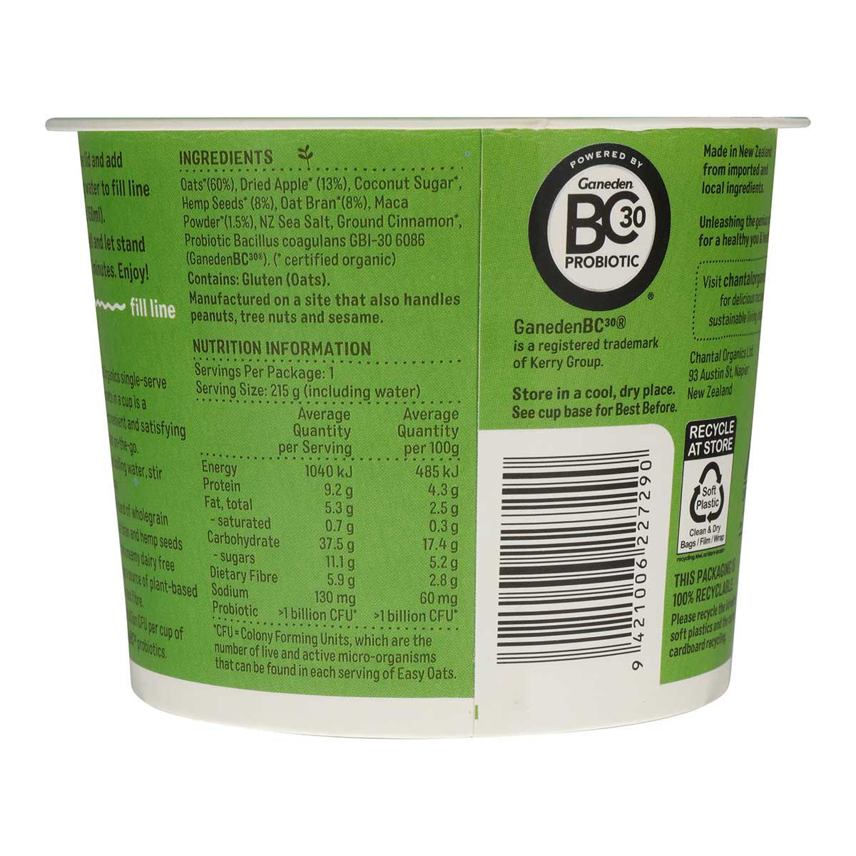 Chantal Organics Probiotic Spiced Apple and Maca Easy Oats_2