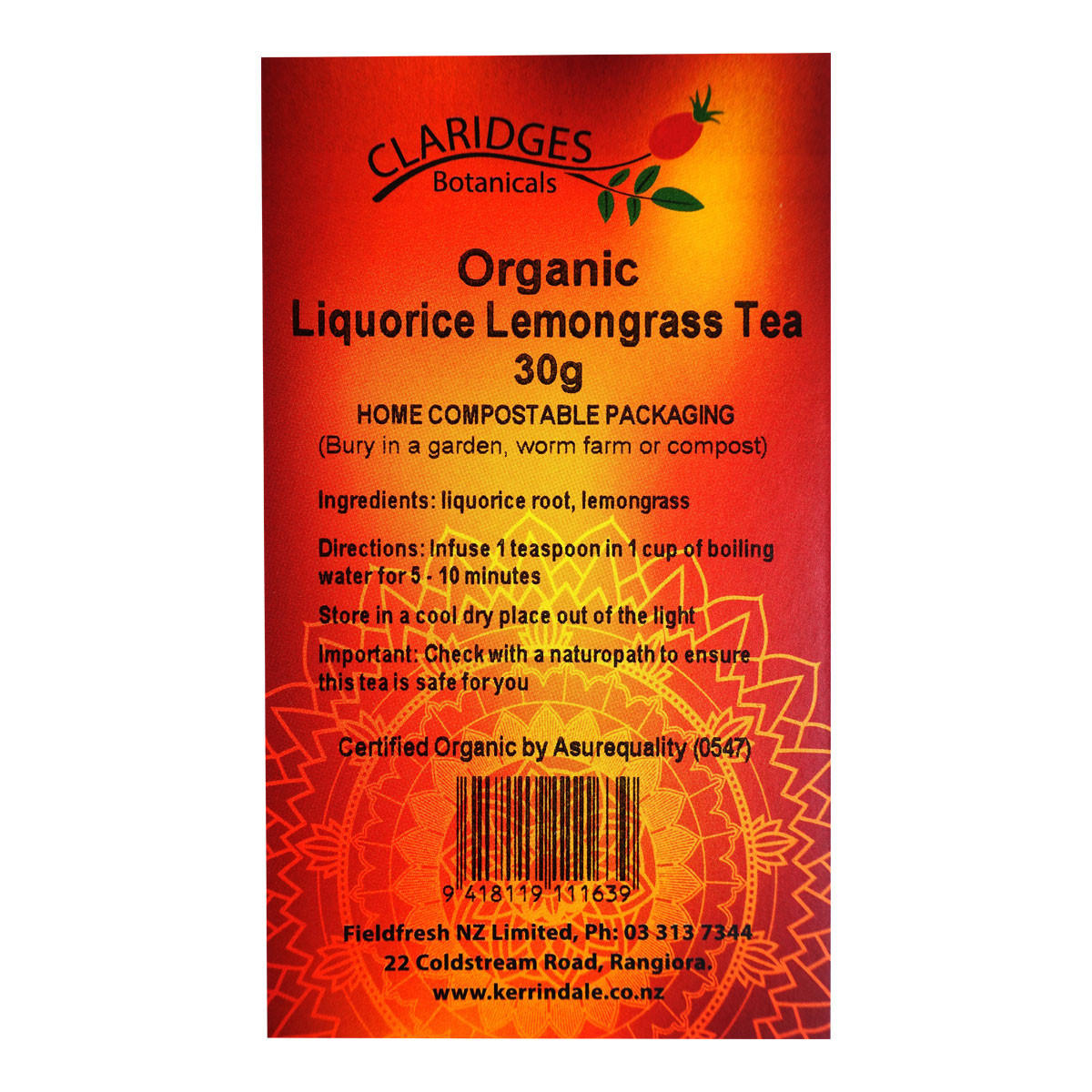 Claridges Botanicals Liquorice Lemongrass Tea Blend - Loose Organic_1