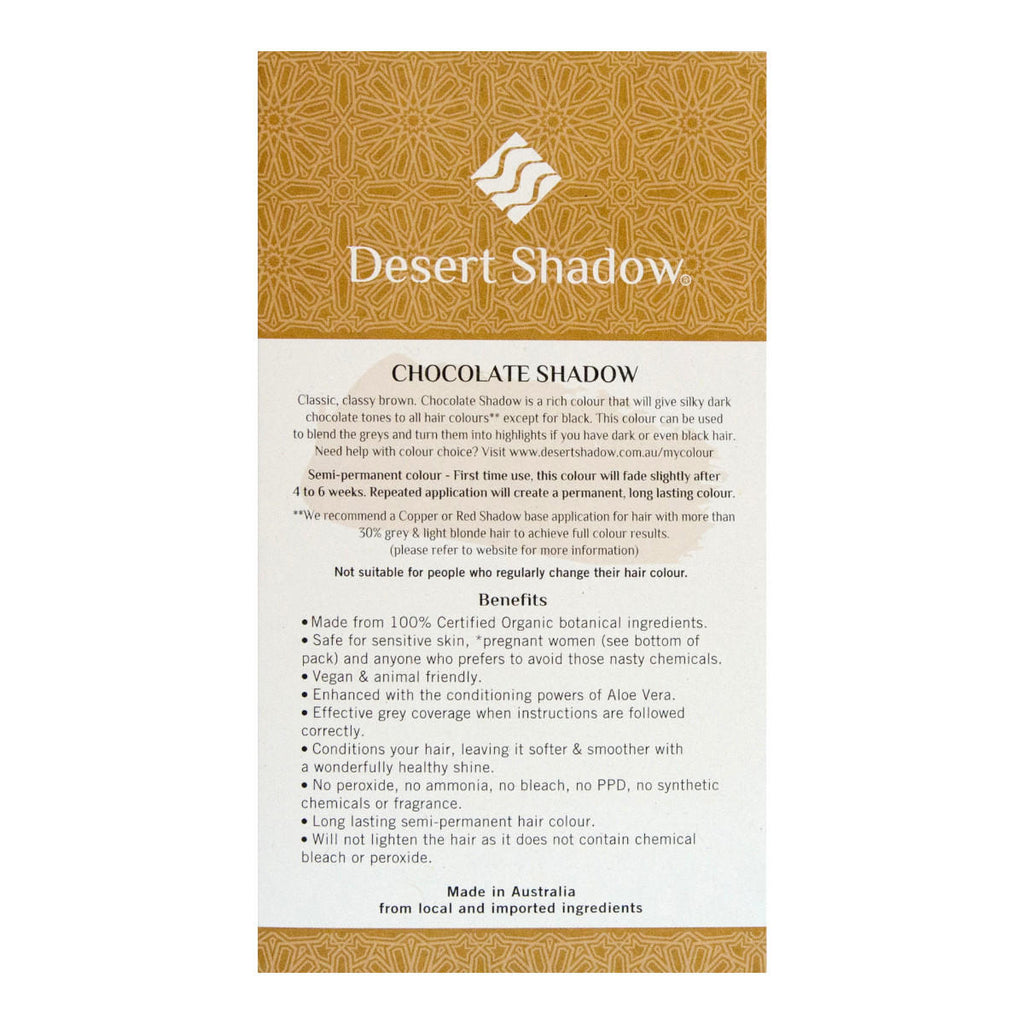Desert Shadow hair color packaging with gold and white design.