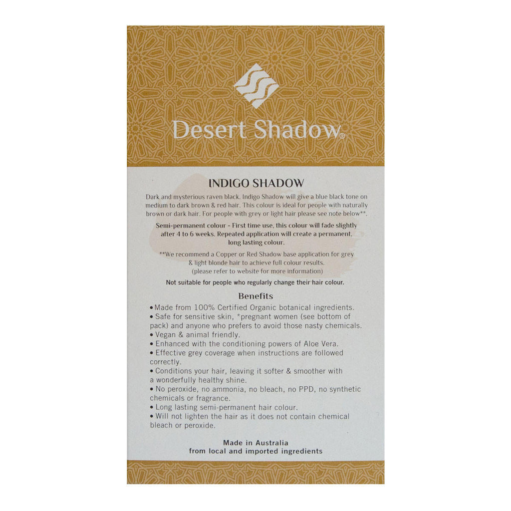 Desert Shadow hair color packaging with gold and white design.