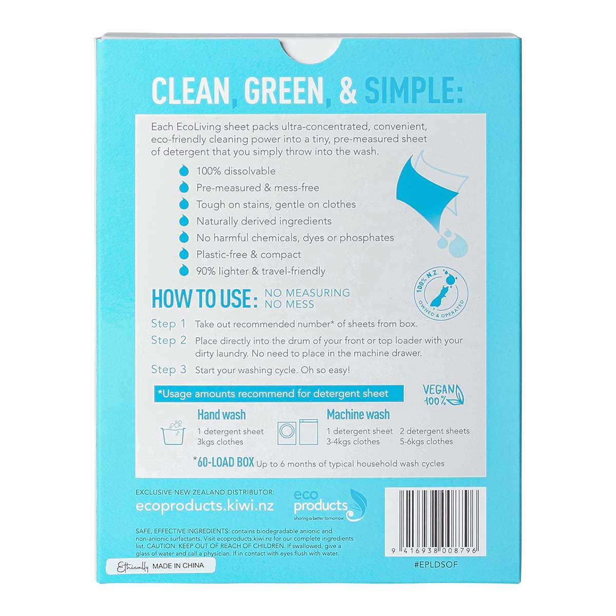 EcoLiving Laundry Detergent Sheets - Ocean Fresh_2