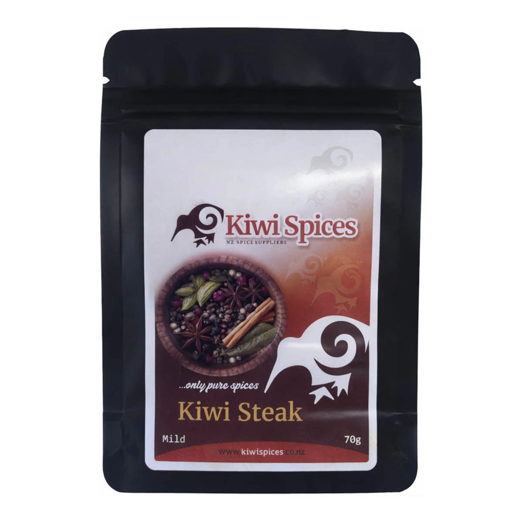 Kiwi Spices Kiwi Steak spice package on a white background