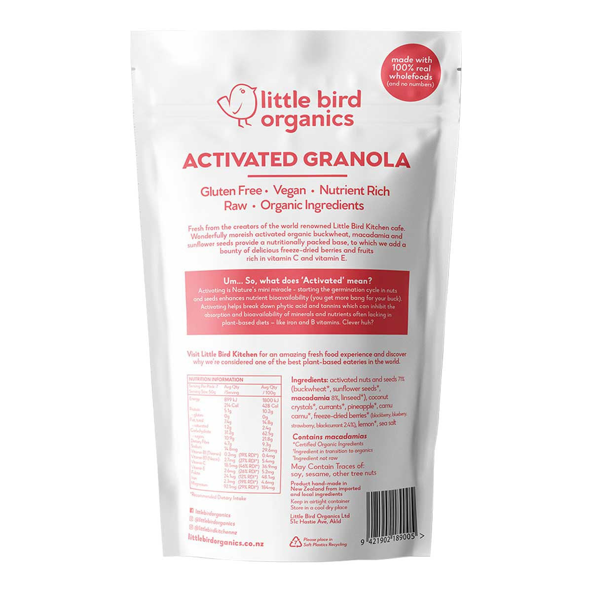 Little Bird Organics Activated Granola - Bountiful Berry and Macadamia_2