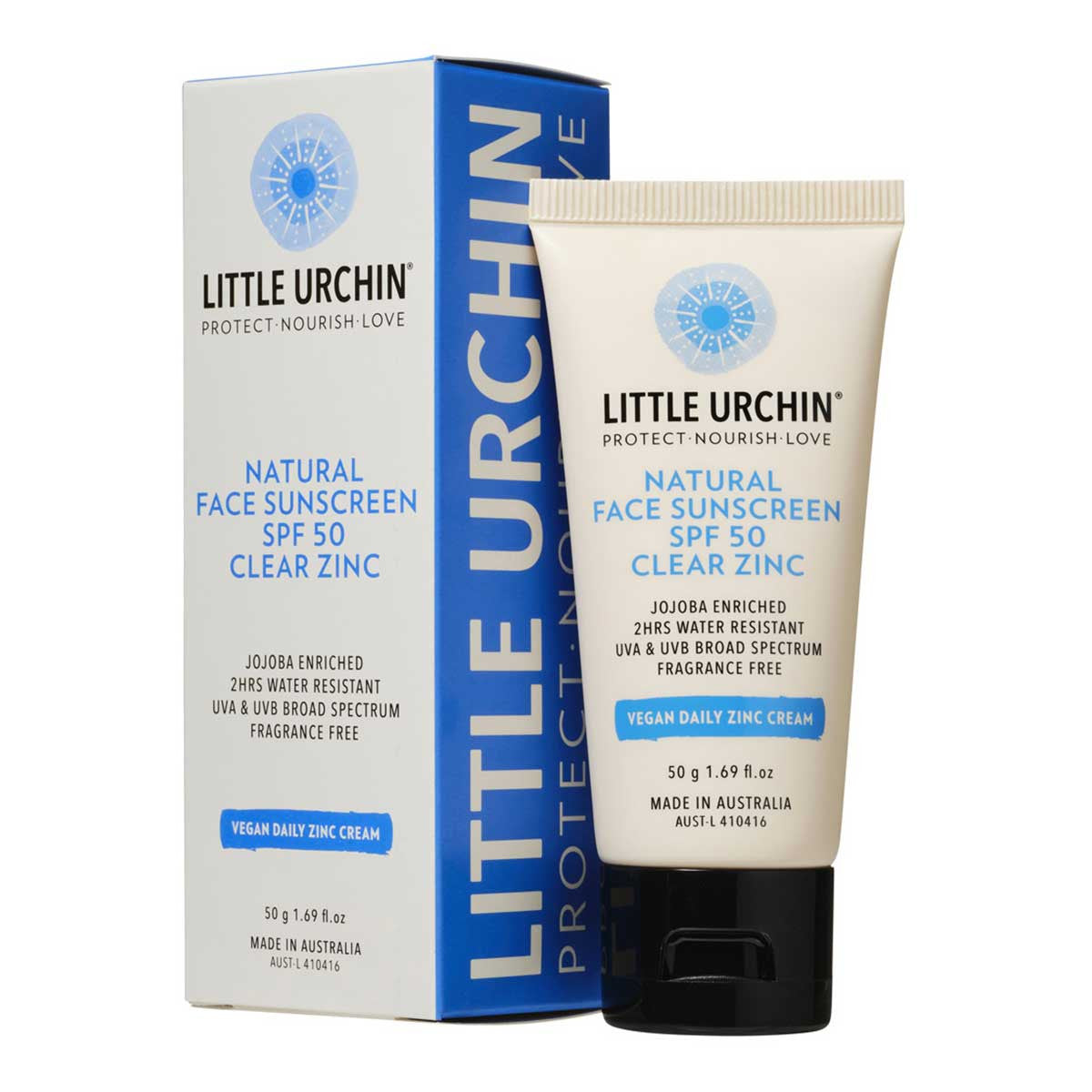 Little Urchin Natural Face Sunscreen SPF 50 Clear Zinc _1
