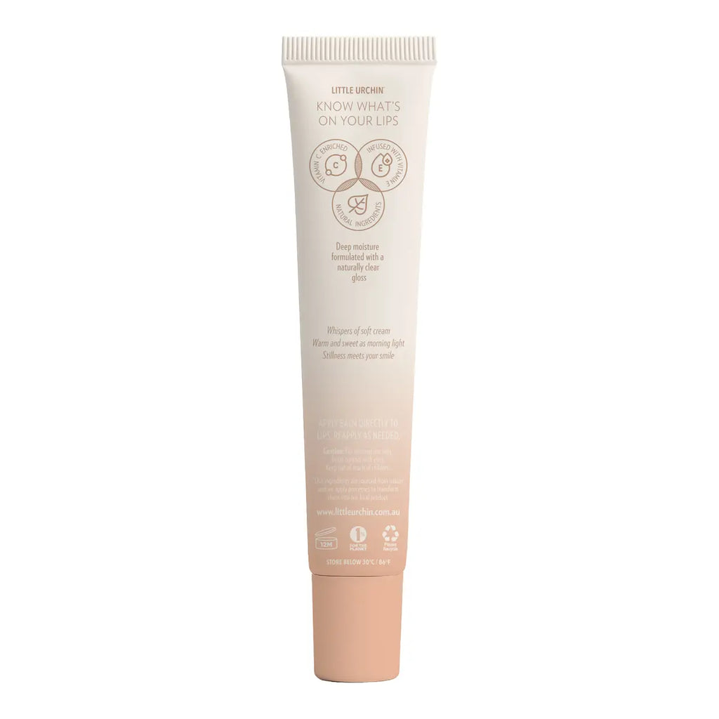 A tube of Little Urchin Vanilla Lip Balm on a solid white background.