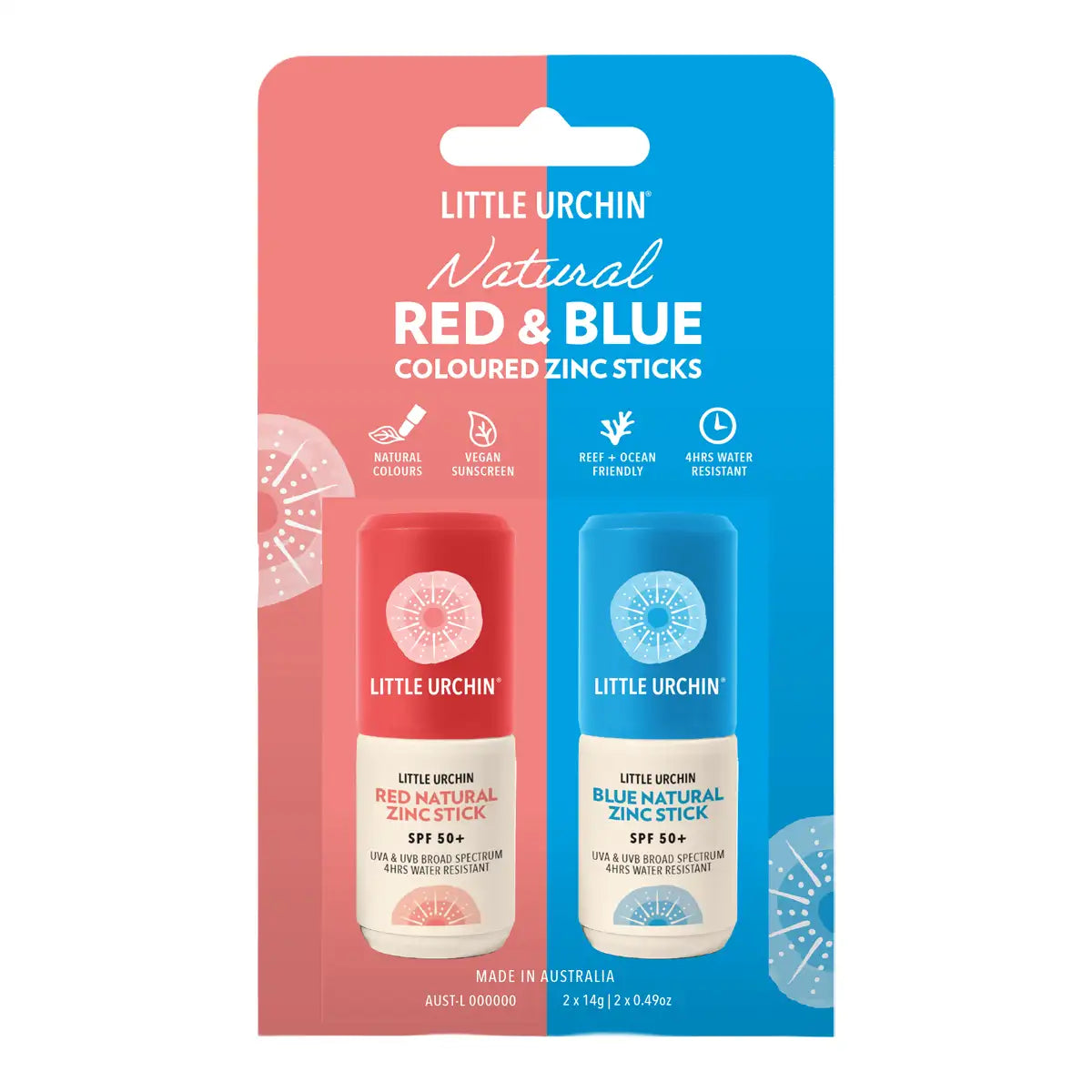 Red & Blue Natural Zinc Stick SPF 50+