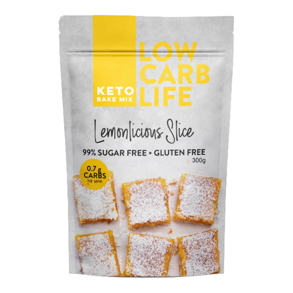 Package of Low Carb Life Lemonlicious Slice bake mix on a white background