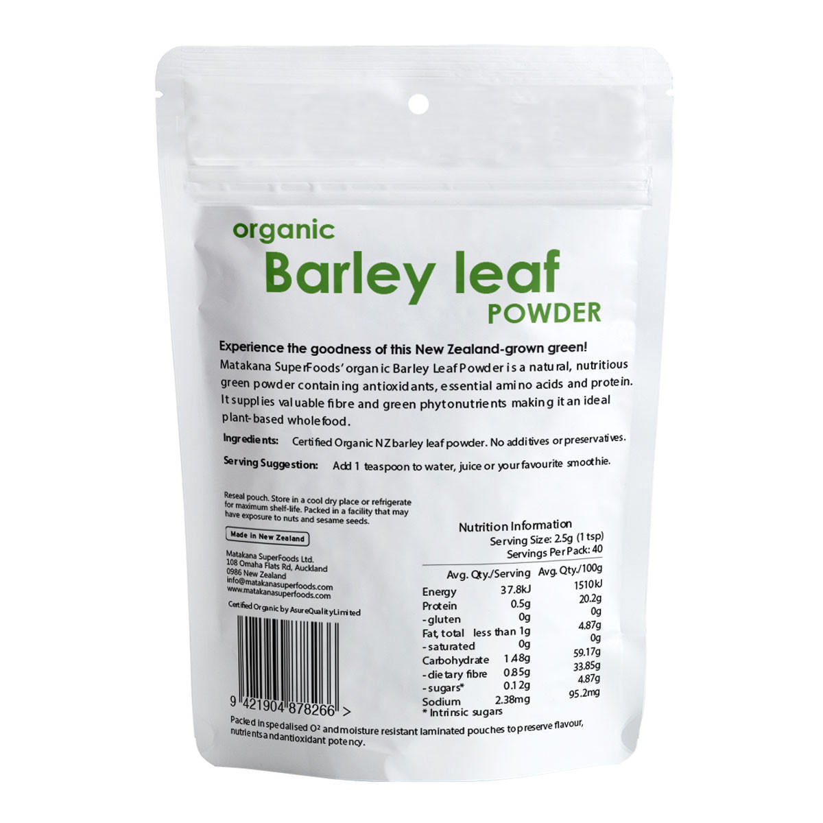 Matakana Superfoods Barley Leaf Organic Powder_2