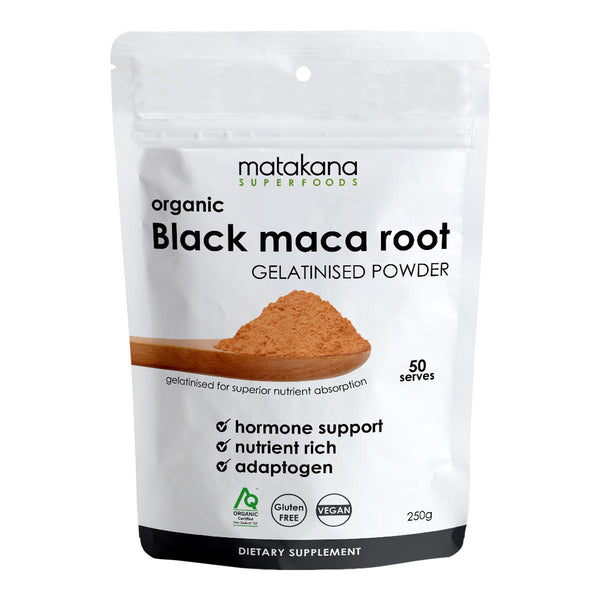 Black Maca Root Organic Gelatinised Powder
