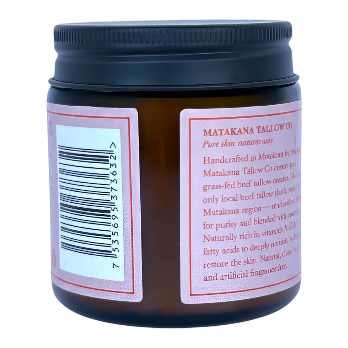 Back view of rose tallow with a blurb about the product.