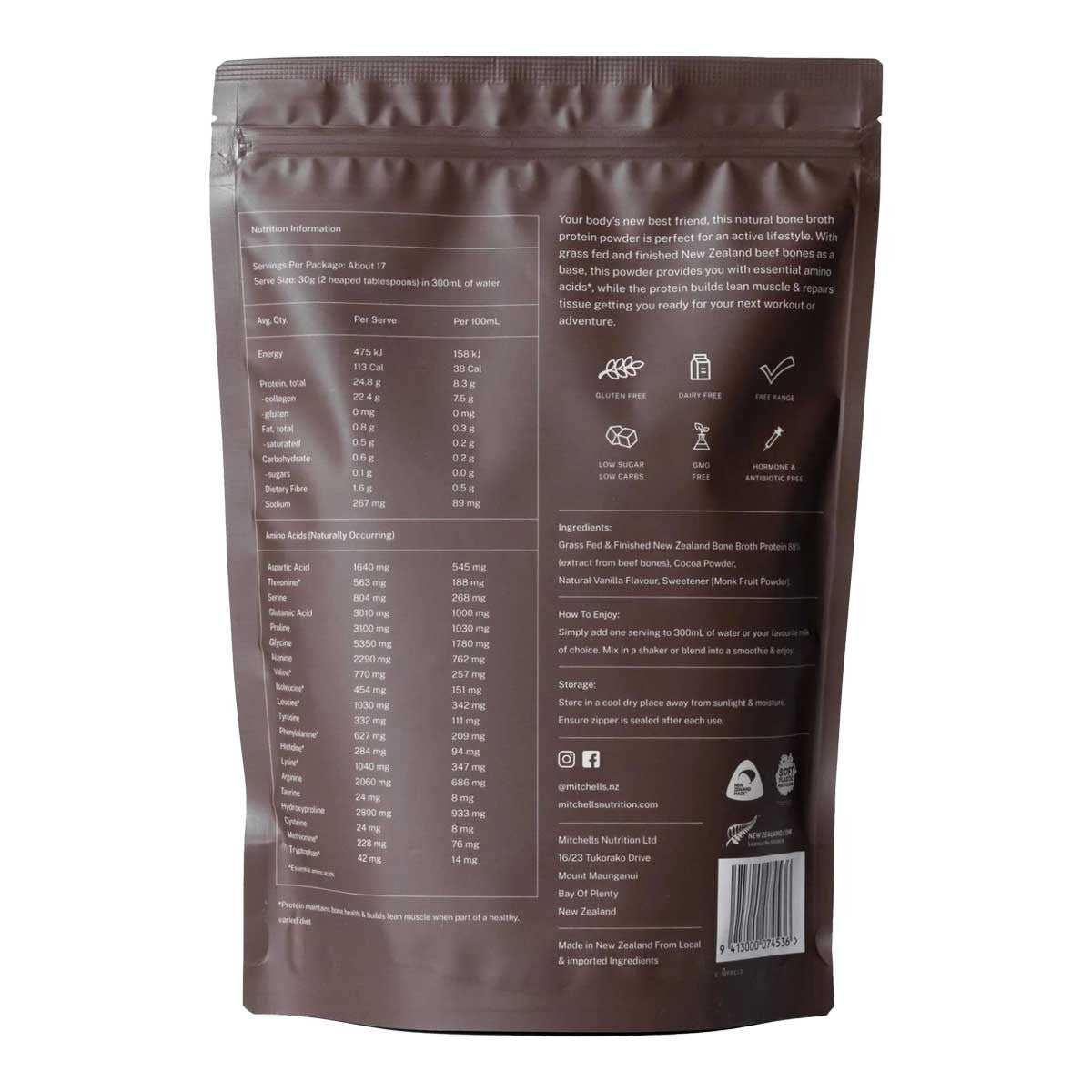 Mitchells Nutrition Bone Broth Chocolate Protein Powder _2
