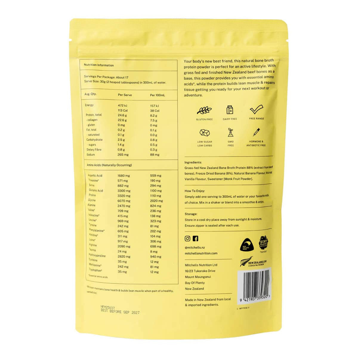 Mitchells Nutrition Bone Broth Protein Powder - Banana _2