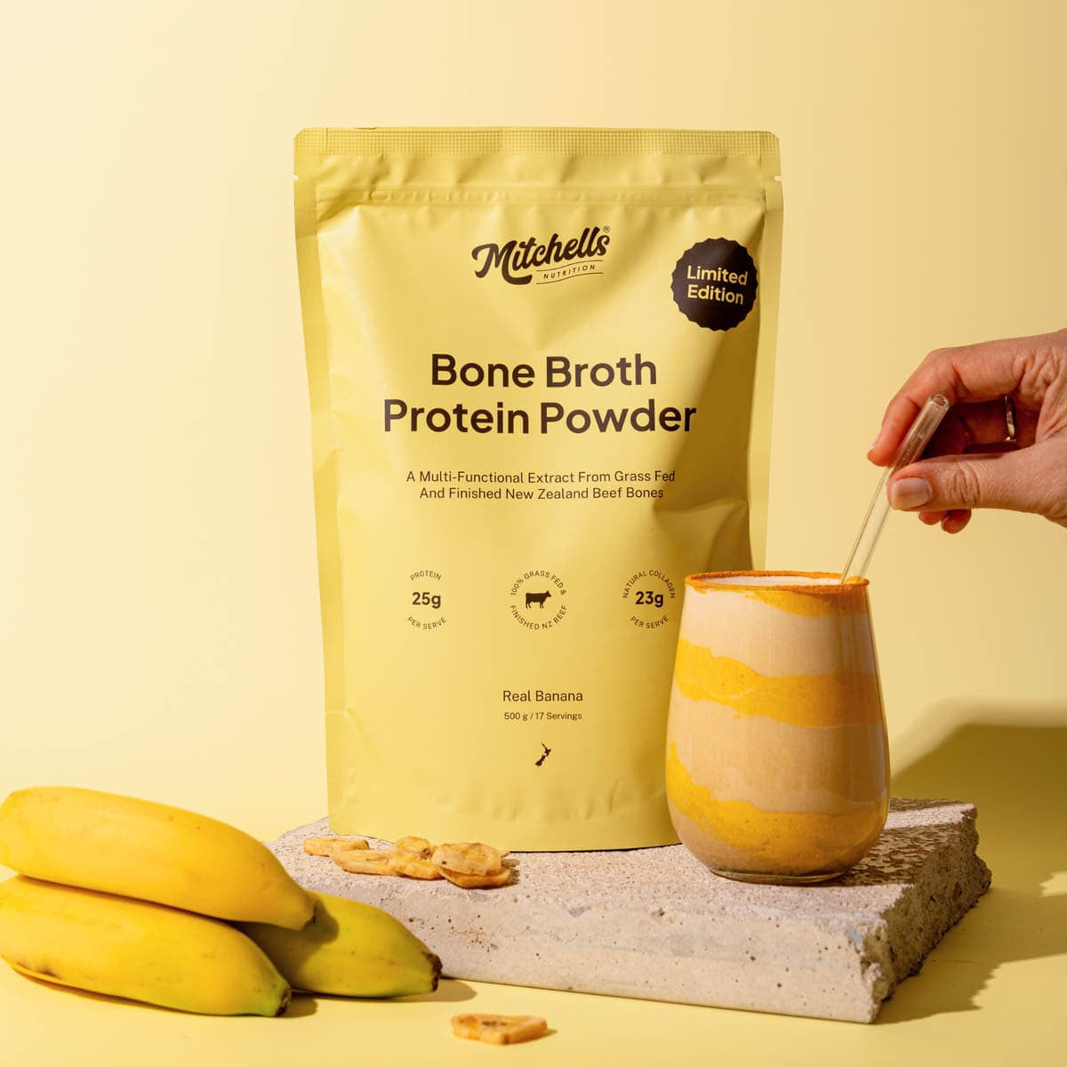 Mitchells Nutrition Bone Broth Protein Powder - Banana _4