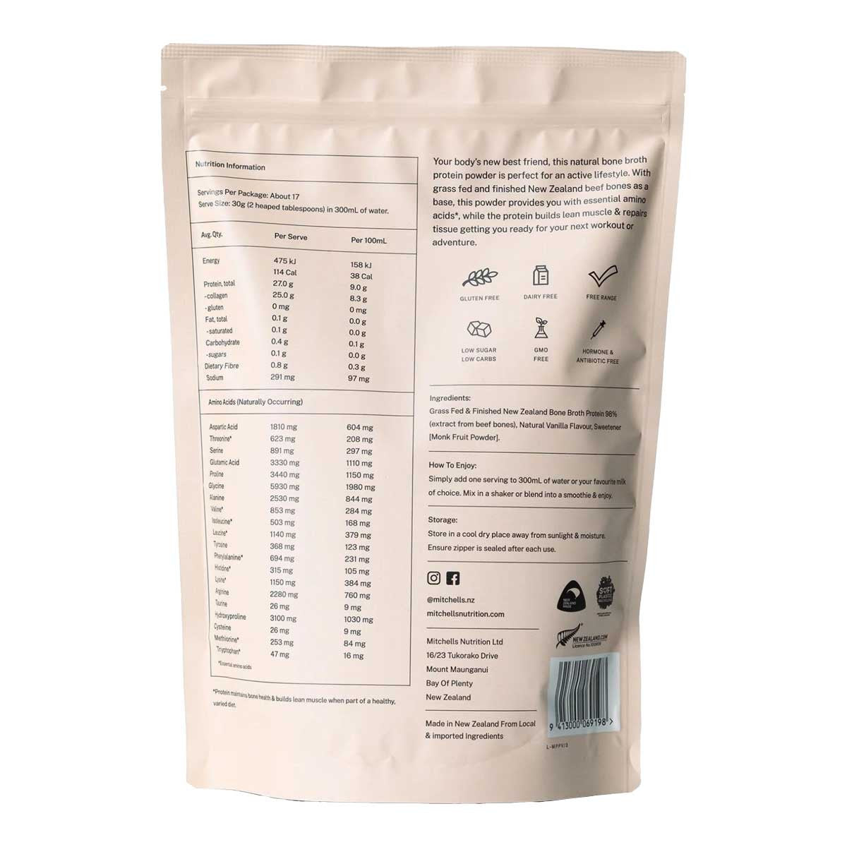 Mitchells Nutrition Bone Broth Vanilla Protein Powder _2