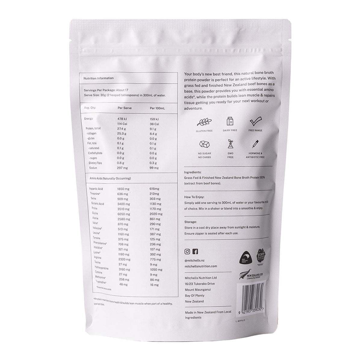 Mitchells Nutrition Limited Bone Broth Protein Powder - Unflavoured _2