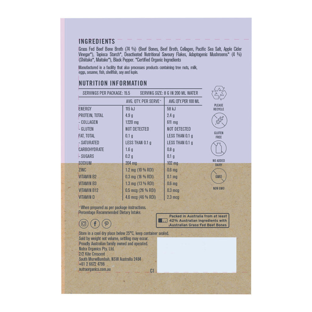 Nutra Organics Beef Bone Broth - Adaptogenic Mushrooms_2