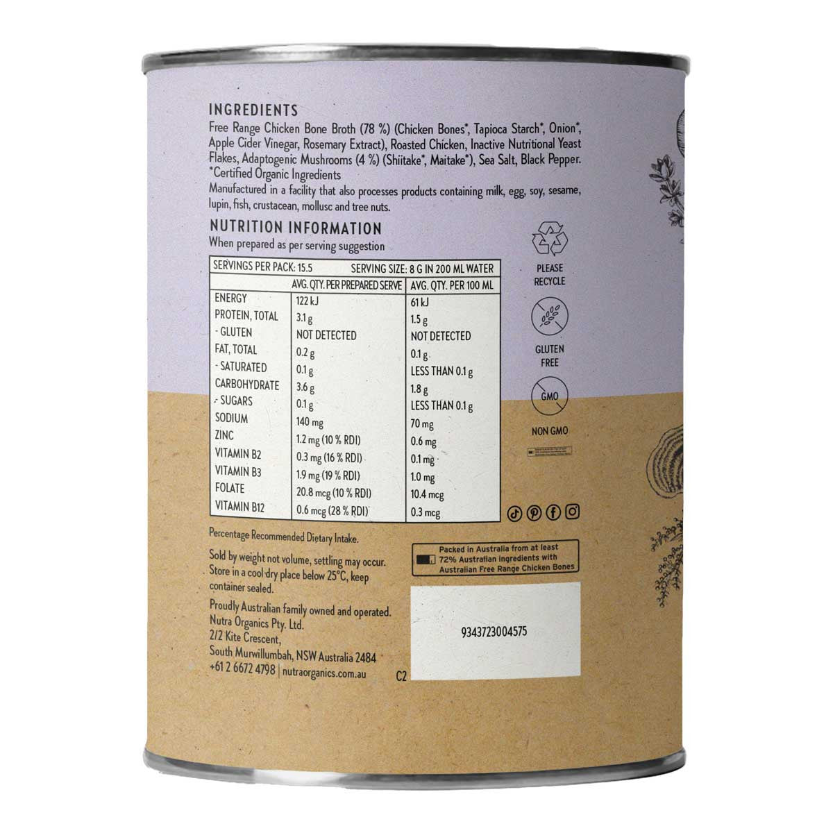 Nutra Organics Chicken Bone Broth - Adaptogenic Mushrooms _3