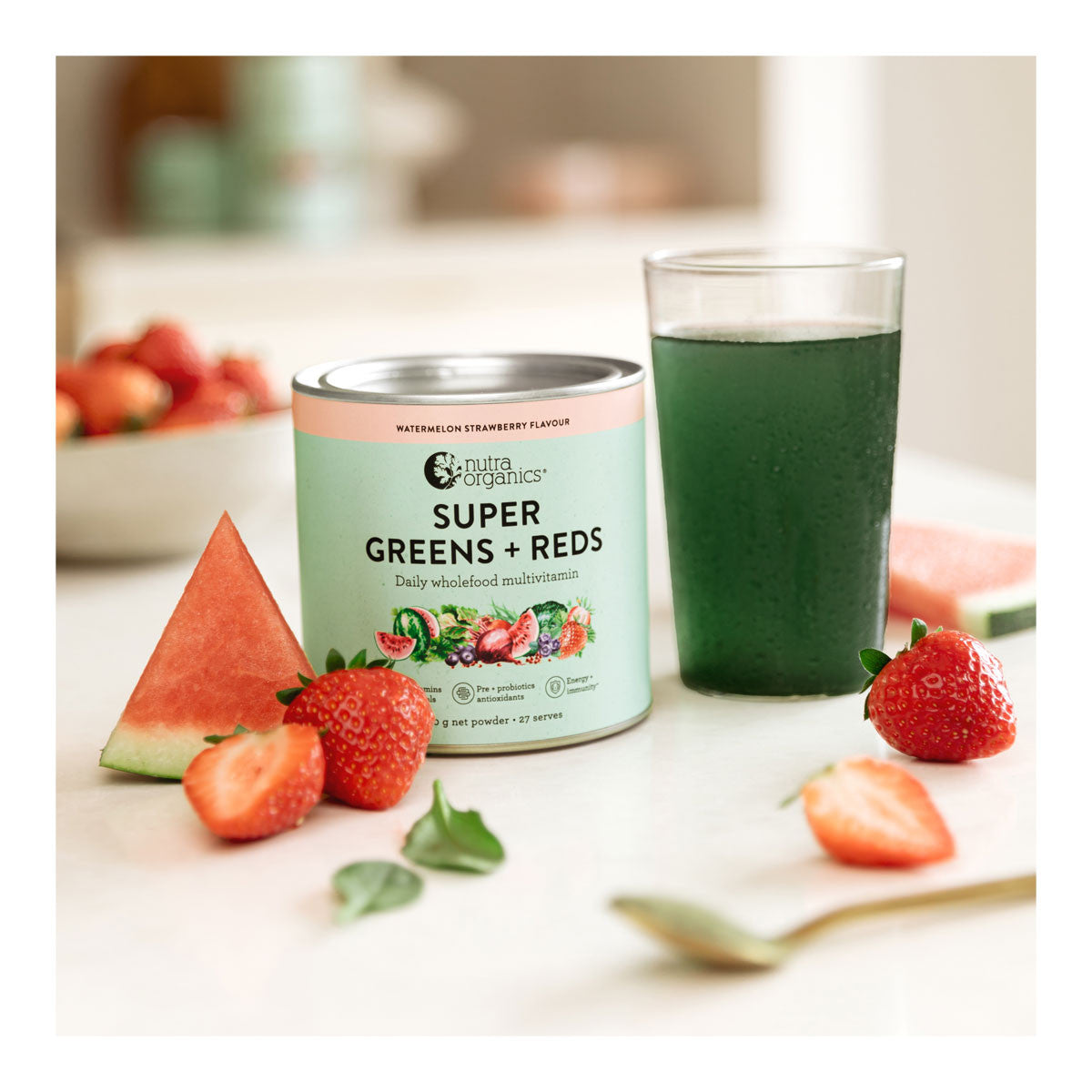 Nutra Organics Super Greens + Reds - Watermelon Strawberry _2