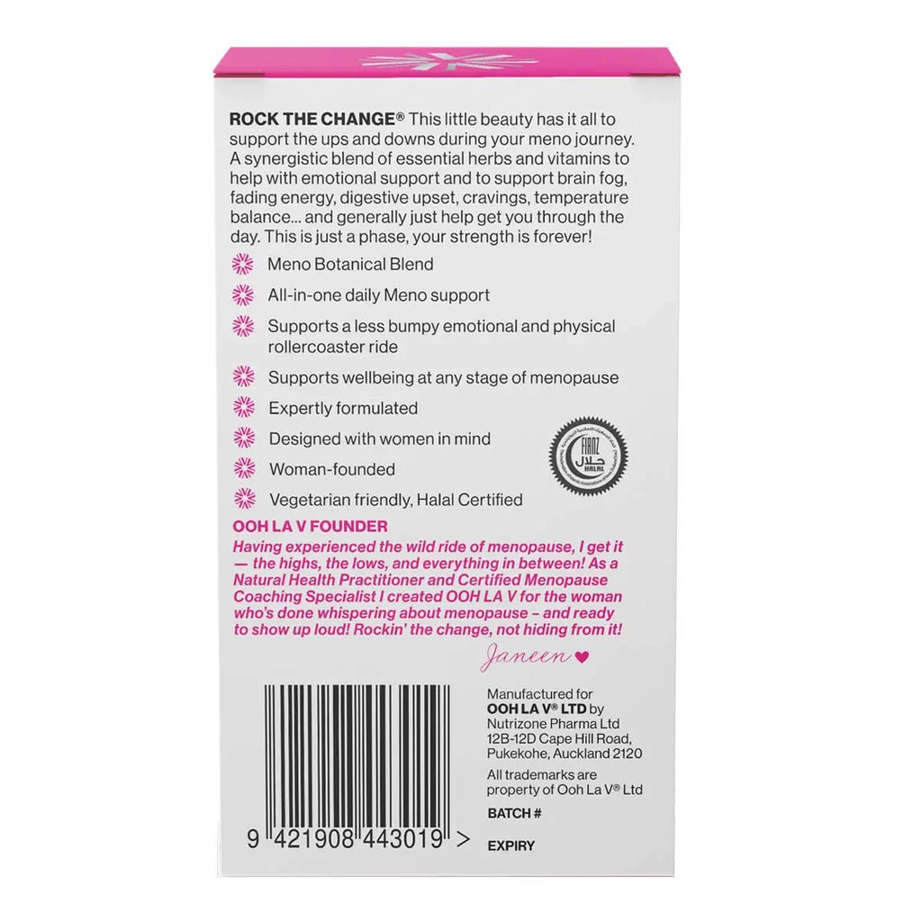 Back of Rock The Change packaging with product information.