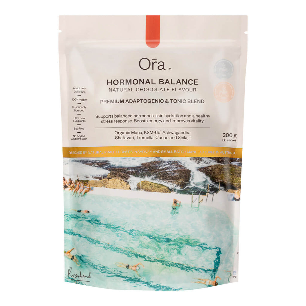 Ora Hormonal Balance product packaging with a scenic design on a white background