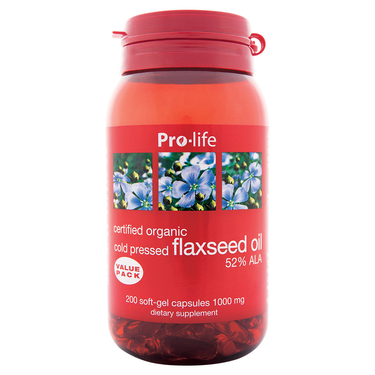Pro-life Flax Seed Oil 1000mg - 52percent ALA_1