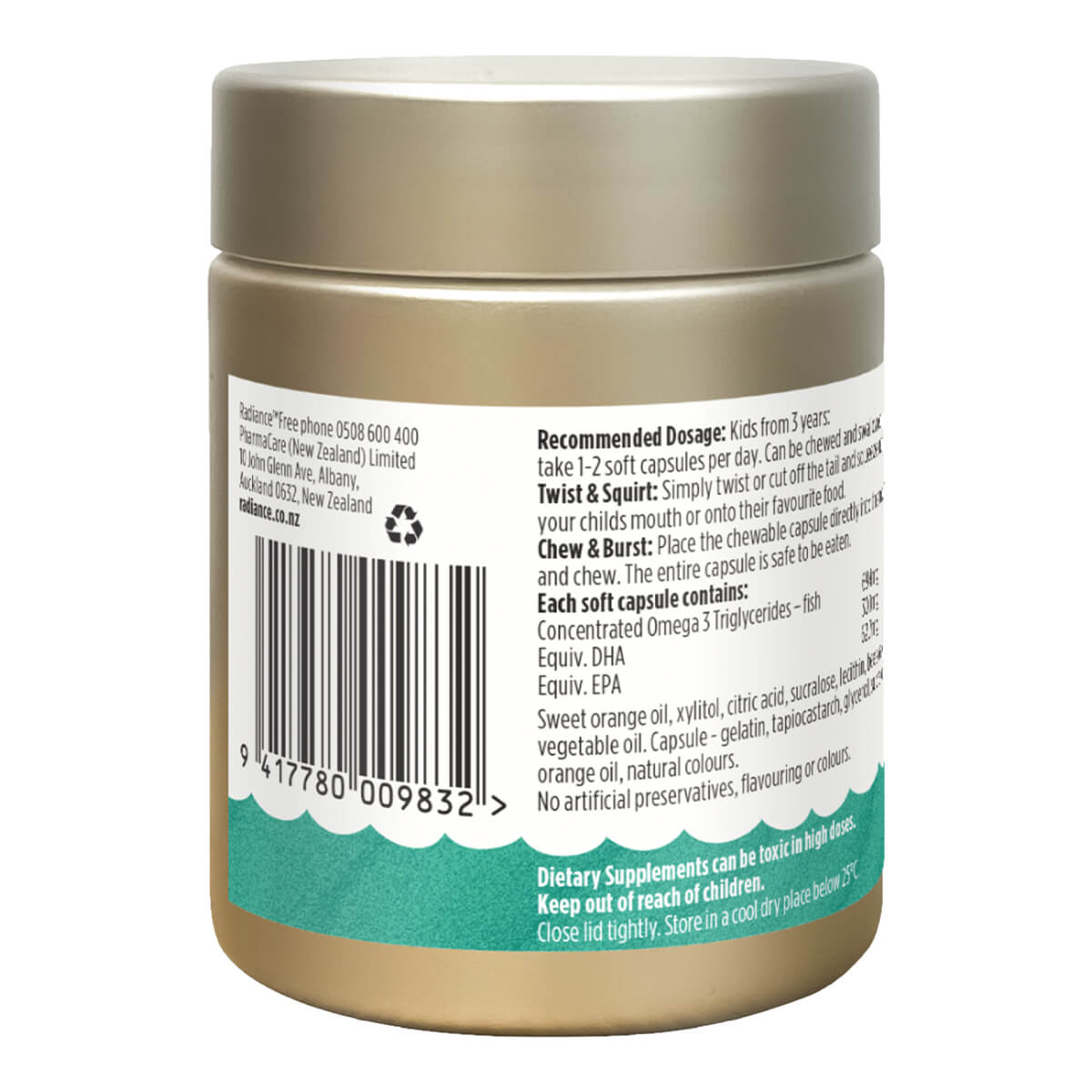 Supplement jar with label on a white background