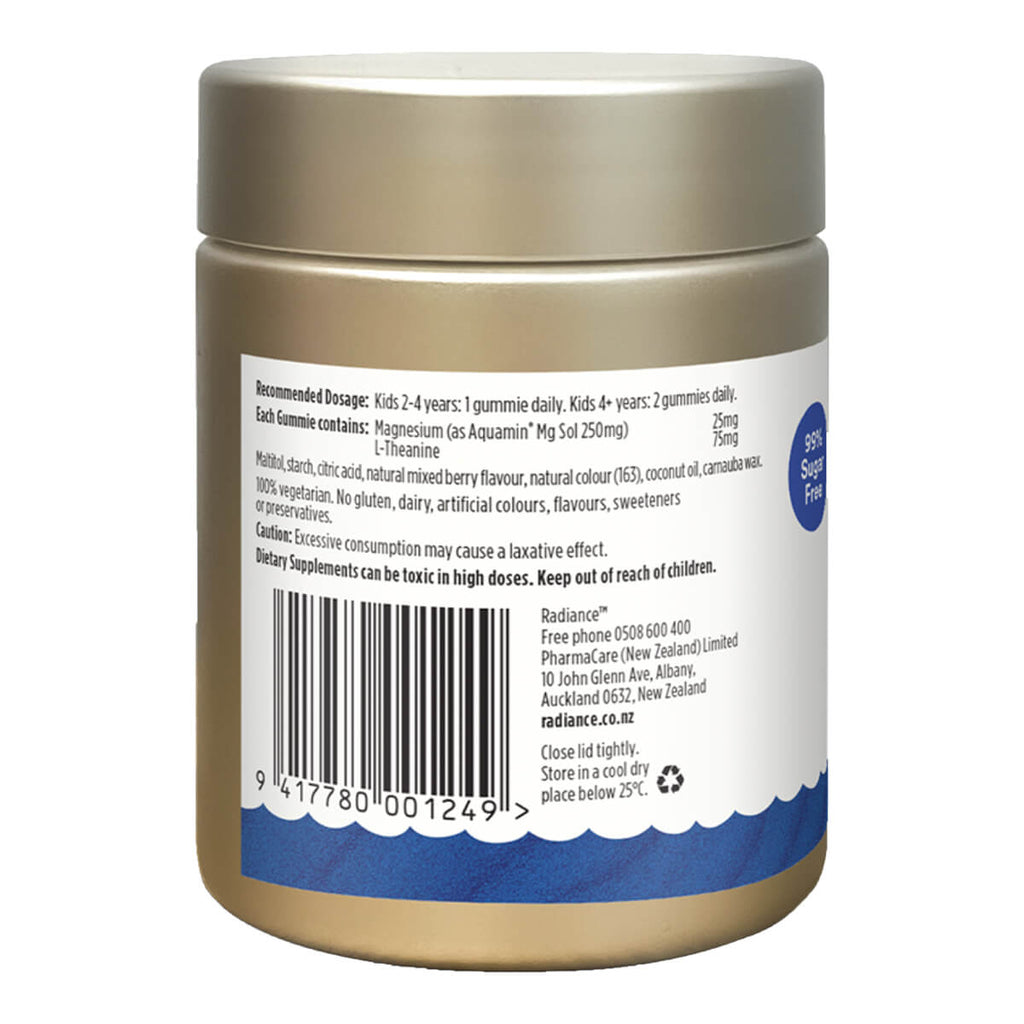 Back label of a supplement container with text and a barcode on a white background