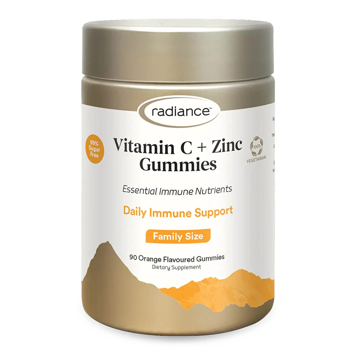 Radiance Vitamin C + Zinc Gummies container on a white background