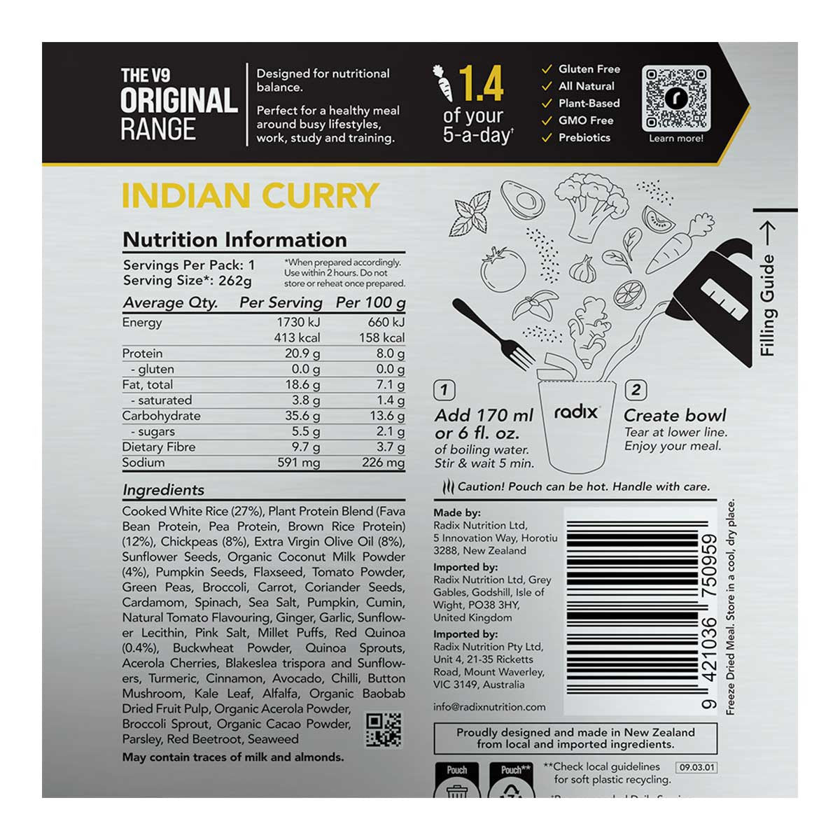 Radix Nutrition Indian Curry Meal Original Range 400kcal _2
