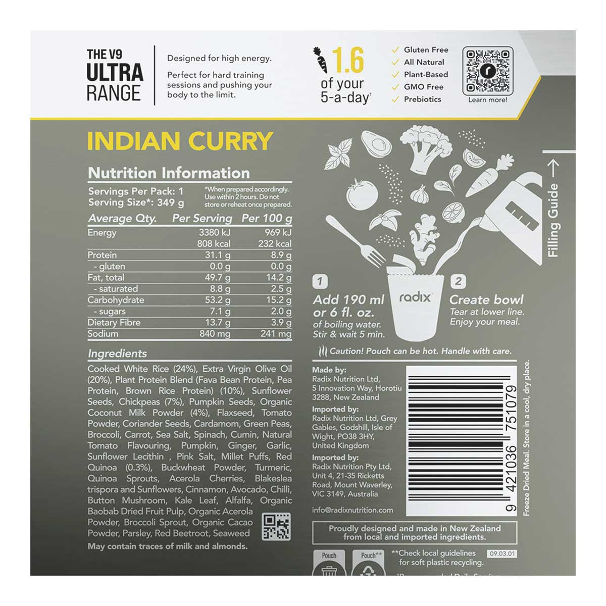 Radix Nutrition Indian Curry Meal Ultra Range 800kcal _2