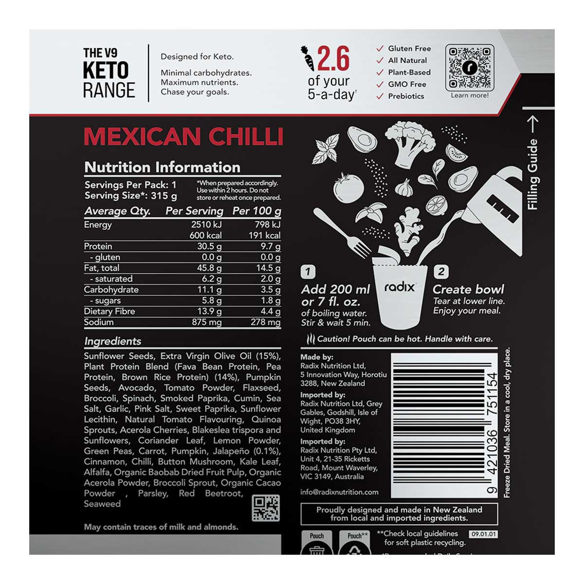 Radix Nutrition Mexican Chilli Meal KETO Range 600kcal _2