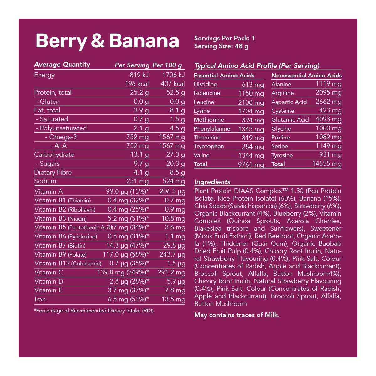 Radix Nutrition Plant Based Protein Smoothie - Berry & Banana _2