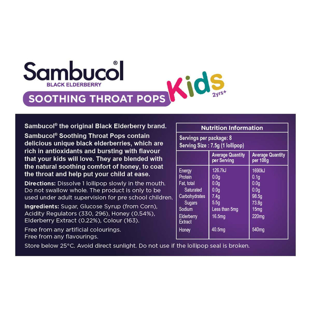 Sambucol Black Elderberry Soothing Throat Pops Kids 2 Years_2