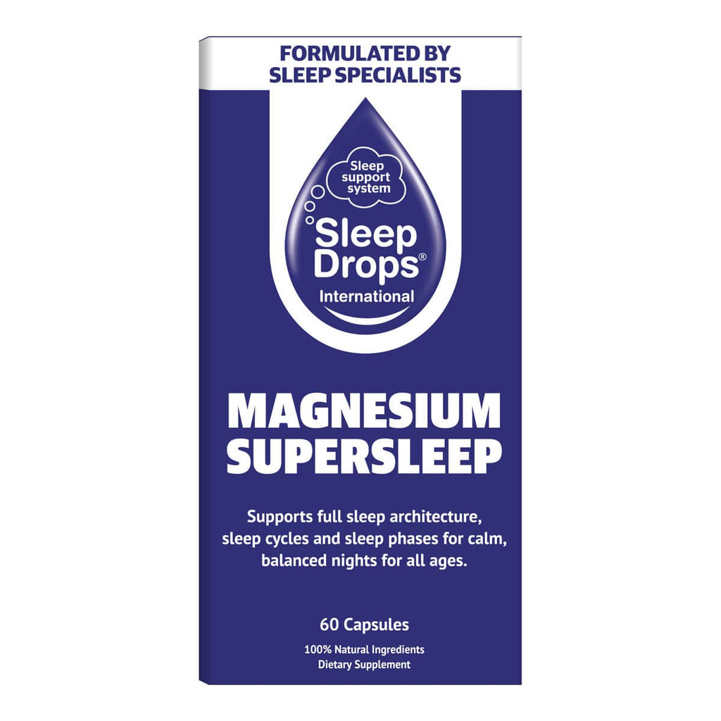 Sleep Drops Magnesium Supersleep supplement packaging on a white background